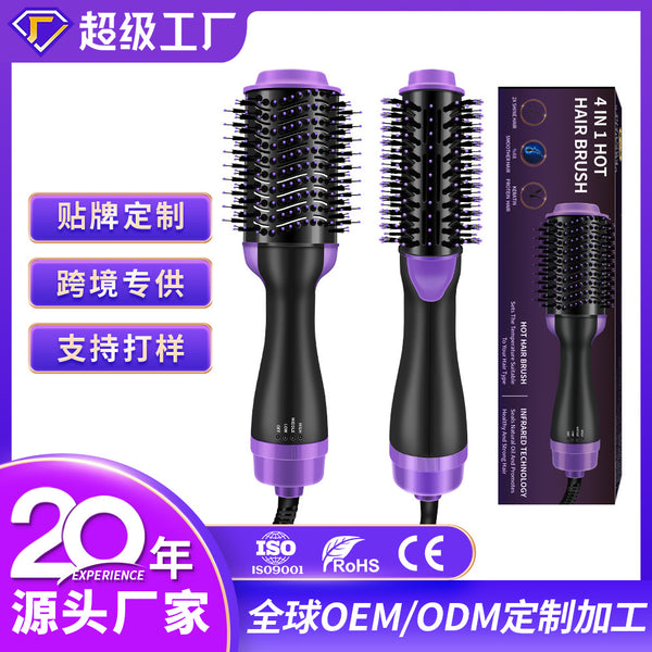 Cross-border Middle East popular hot air comb straight roll dual-purpose curling iron negative ion straight hair comb multi-functional hot air comb wholesale