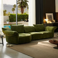 All-steel frame living room irregular fabric sofa, cream-colored chenille modular sectional sofa for large apartments