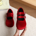 Vancahao girls' velvet princess shoes, new spring  collection: kids' double-row velcro moccasins, soft sole flats