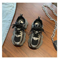 Black chunky platform sneakers for women, autumn/winter 2026 new collection, petite height increasing casual athletic shoes, soft sole fleece-lined women's footwear