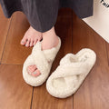 Casualeasiest for match fur slippers for women outwear2025fall and winternew arrivalthick sole cross curly hairheattech lazy flip-flops