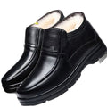 Genuine leather wool men's shoes, cowhide cotton shoes, men's winter fleece-lined leather shoes, thickened warm anti-slip snow boots, dad boots