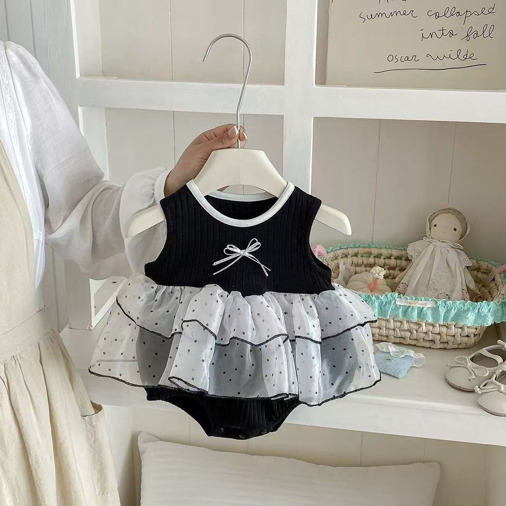 Summerk-style bag butt skirt for girls, k-style flower bud vest skirt for baby girls, summer puffy skirt, western style little black dress