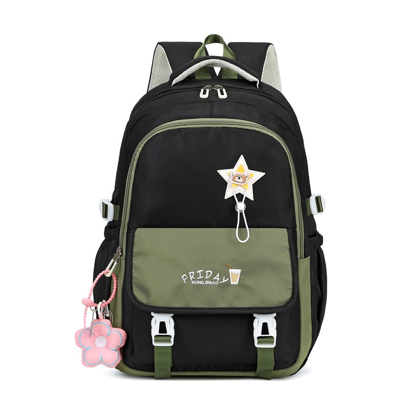 New student schoolbag grades 3-9 large-capacity backpack women's high-value fashion simple junior high school backpack