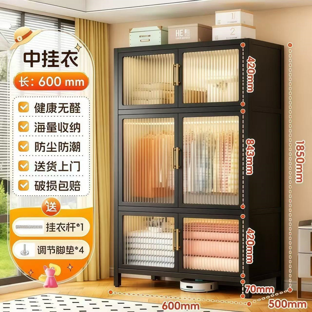 Large capacity steel wardrobe bedroom for home wardrobe rental metal floor standing clothes rack simple assembly storage cabinet