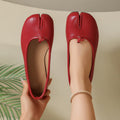 Wholesale women's plus size soft sole split-toe flats -  spring/autumn silver ballet flats - lightweight horseshoe shoes