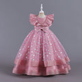 New in stock children's skirt small flying sleeves kids dress princess dress girls piano performance dress kids dress