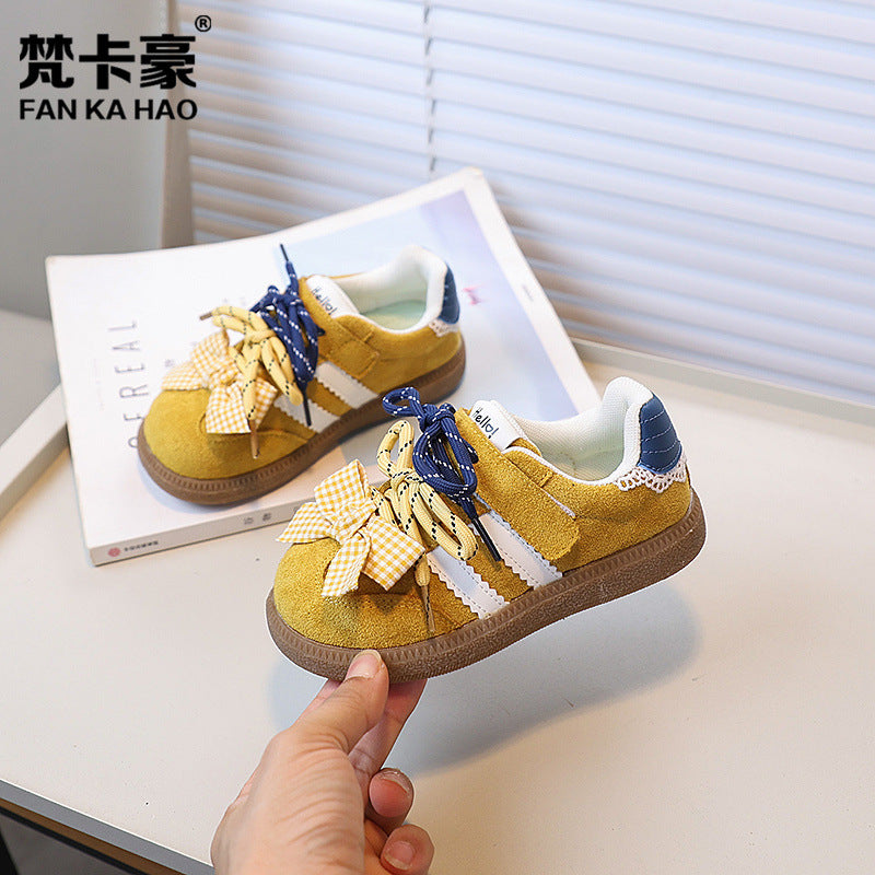 Vancahao kids' plaid bow german army trainers (gats) -  summer new korean style girls' sneakers & casual shoes