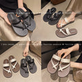 Women's slippers 2025 summer outdoor wear korean style sandals retro elegant french fairy style soft flat bottom beach sandals