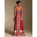 Amazon bohemian chic beach vacation print v-neck backless maxi slip dress