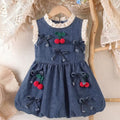 Children's clothing cross-border european and american girls bows denim dress infant dress