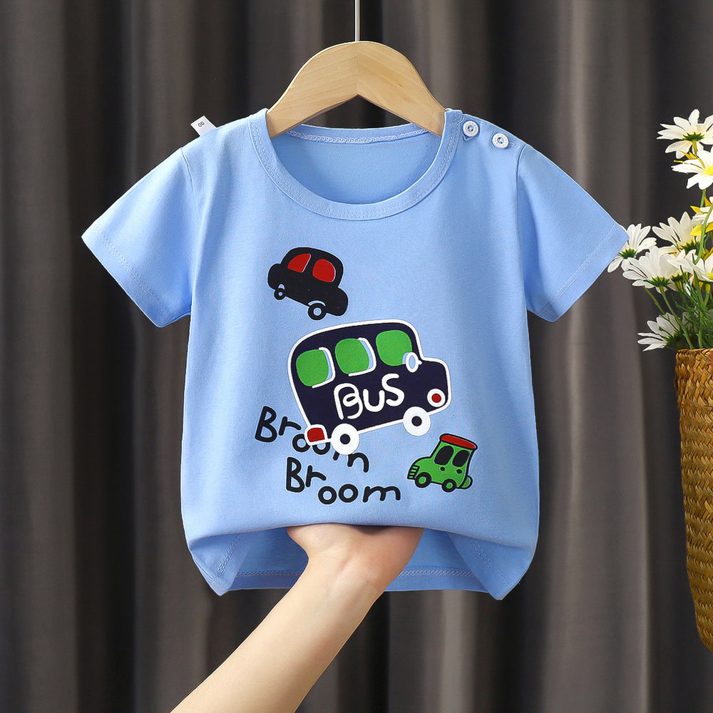 Kids' short-sleeve t-shirt, 100% cotton, baby undershirt, boys' and girls' summer top, 0-7 years old, dropshipping available