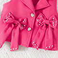 new girls' sweet bowknot three-piece suit: sleeveless vest + camisole + pleated skirt