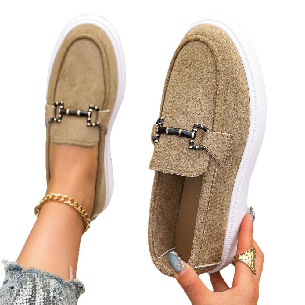 Women's loafers for export: new spring/summer  collection - british style slip-on flats with metal buckle, plus size moccasins