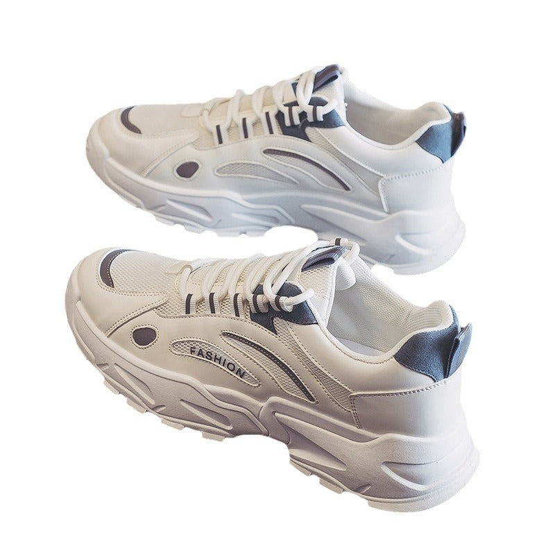 Men's shoes 2025 new winter breathable mesh casual sports shoes men's running height increasing white dad sneakers trendy shoes