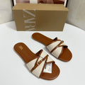 Za2025 new women's brown buckle-embellished flat sandals - perfect for beach, poolside, and everyday wear - european & american style