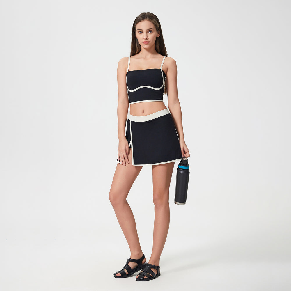 Summer color block yoga skort - women's hip-hugging, slimming, fashionable, and versatile fitness & tennis skirt d25044