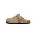 Ready-to-ship european and american style birkenstock-inspired women's clogs with a closed toe, soft, thick wooden sole, hidden heel, slip-on design, perfect for wearing outdoors. wholesale available