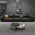 Italian normcore big black cow sofa modern casual small apartment living room straight row four-seater genuine leather art sofa