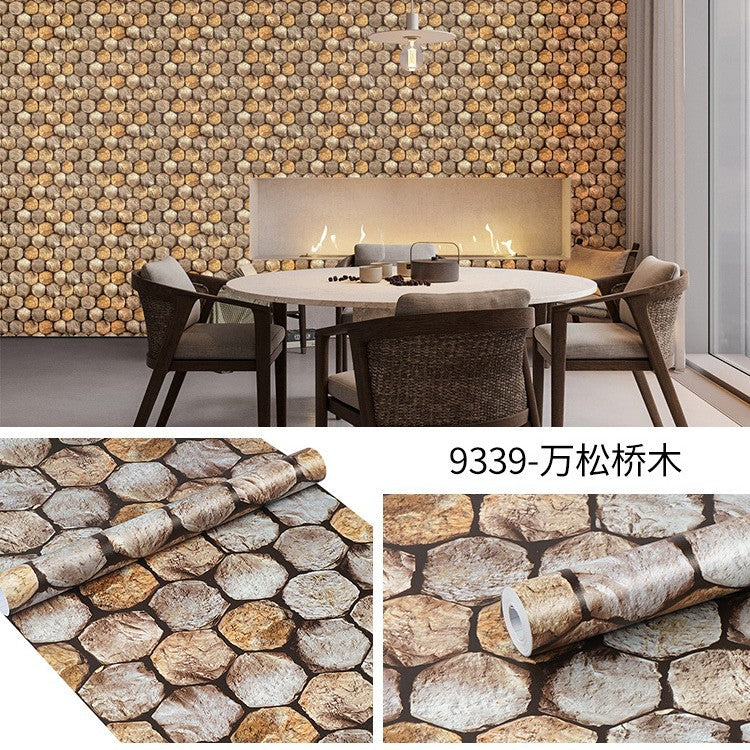 Cross-border exclusive wallpaper self-adhesive waterproof imitation wood grain pvc cabinet tables and chairs seamless furniture transformation sticker instant sticker