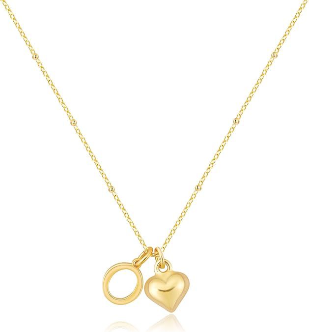 new fashion light luxury style 26 letter heart necklace, 14k gold plated minimalist versatile women's necklace