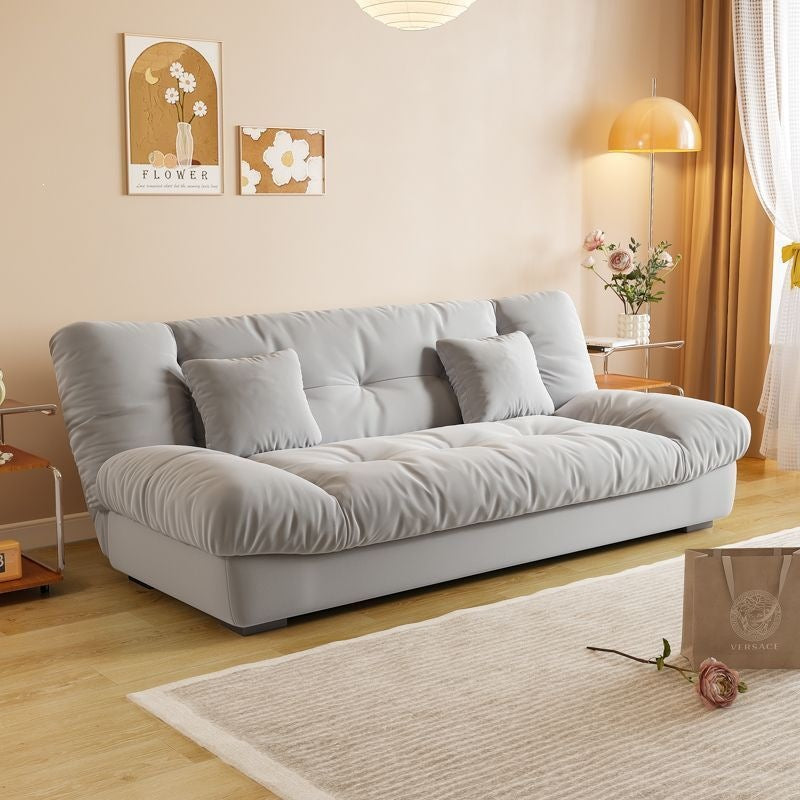 Sofa bed all-in-one dual-purpose cloud sofa living room small apartment rental house fabric sofa straight row foldable sofa wood
