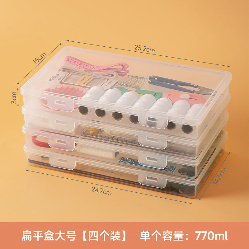 needle and thread plastic transparent storage box with lid drawer can be stacked needle box household mirror cabinet desktop storage box wholesale