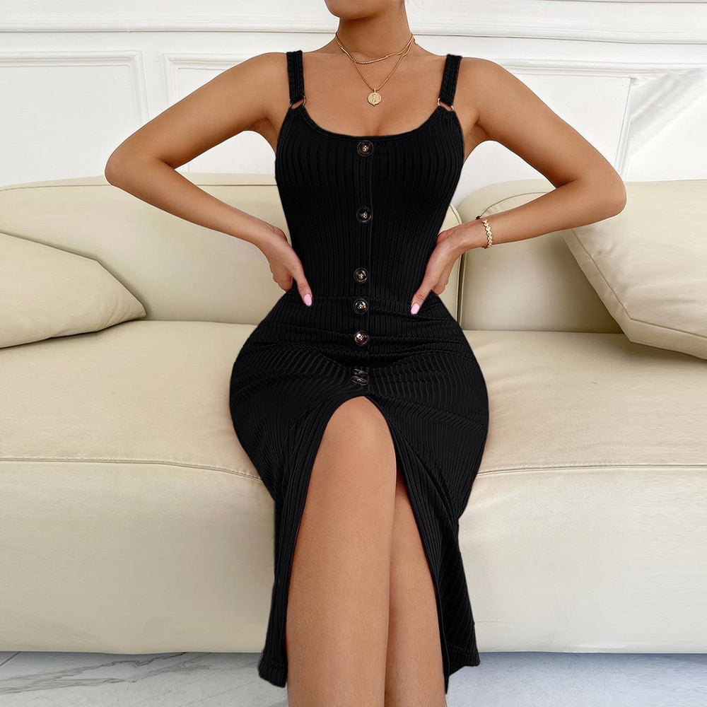 2025 summer european and american amazon independent station suspender dress silmsexyknitting slit one step skirt