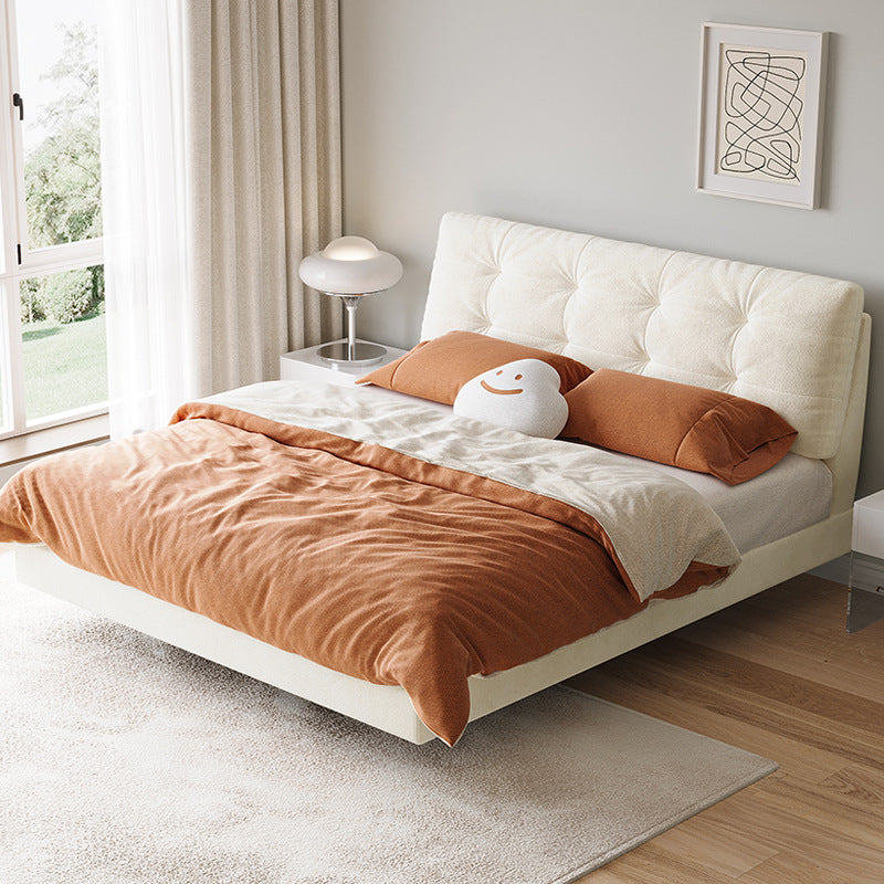 Italian normcore cream style fabric bed double bed master bedroom down soft bag wedding bed storage puff bed