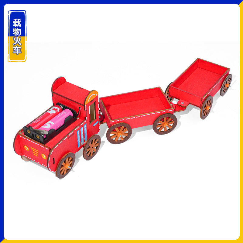 Load train, science and technology small production, primary school students' transportation, cognitive handmade DIY creative science experimental materials