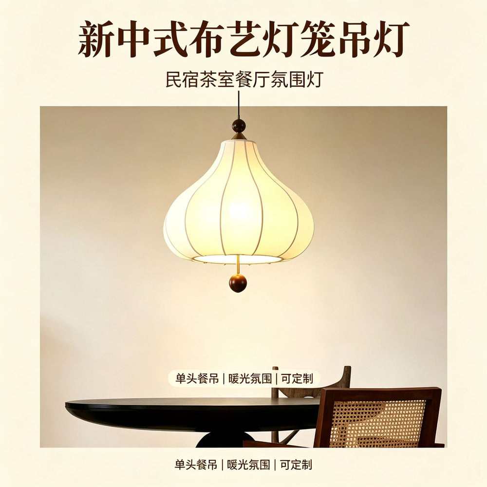 New chinoiserie fabric gourd chandelier zen tea room restaurant single head chandelier b&b retroprinting atmosphere chandelier