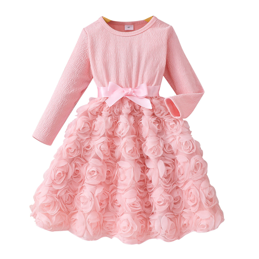 new girls' solid color rose dress