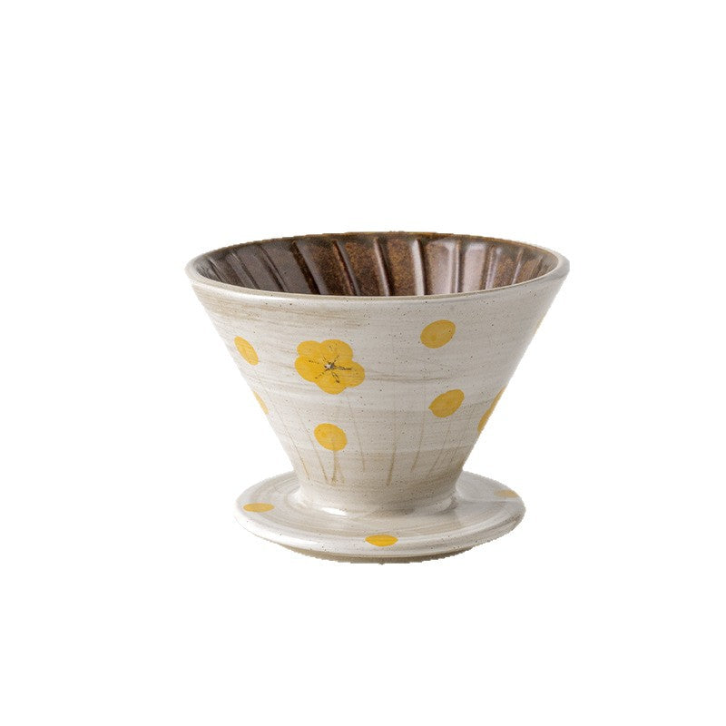 Stylish ceramic coffee utensils retro funnel filter cup for home office hand brewed coffee ceramic funnel filter cup