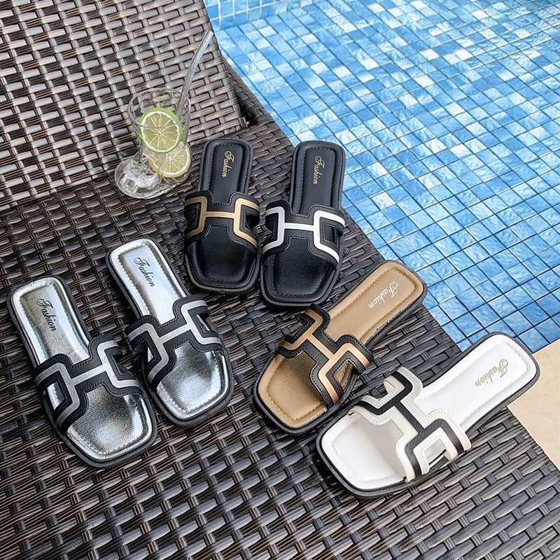 2025 new one-strap slippers: summer home flat slippers, women's beach sandals, sweet & stylish fashion slides