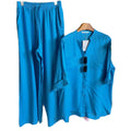European and american cross-border women's clothing  summer new collection: casual, effortless style, loose-fit long sleeve shirt and wide-leg pants set