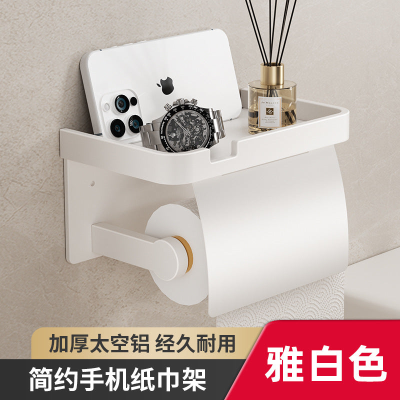 Cream White Toilet Tissue Box No Punching Toilet Roll Paper Drawing Creative Bathroom Toilet Paper Storage Shelf