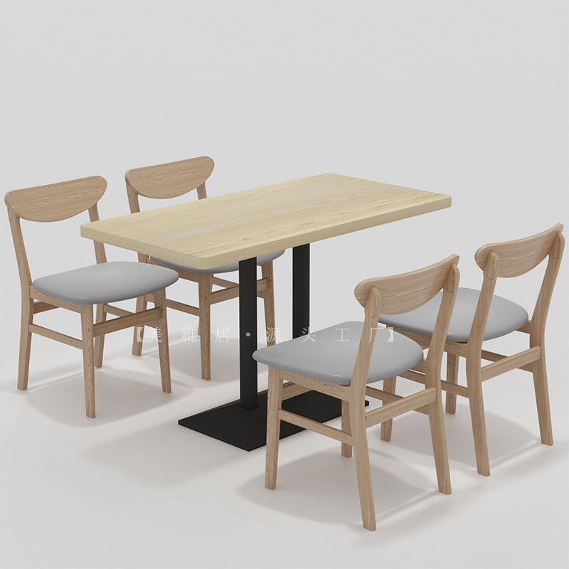 Company school unit canteen hotel solid wood tables and chairs food city snack bar one table four chairs dining table and chair combination