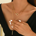 Long necklace wholesale european and american cross-border alloy diamond jewelry accessible luxury niche necklace women's tassel stacked clavicle chain
