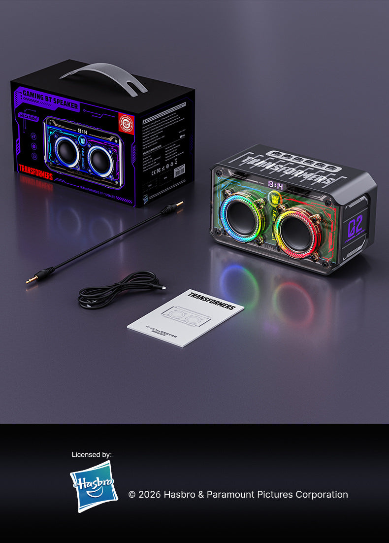 Transformers y02max wireless bluetooth speaker with rgb lighting, dual speakers, subwoofer, tws, outdoor desktop speaker