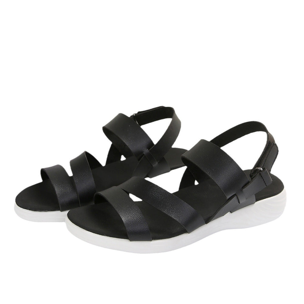 new arrival: women's summer casual platform sandals - plus size, faux leather, single strap, cross-border style