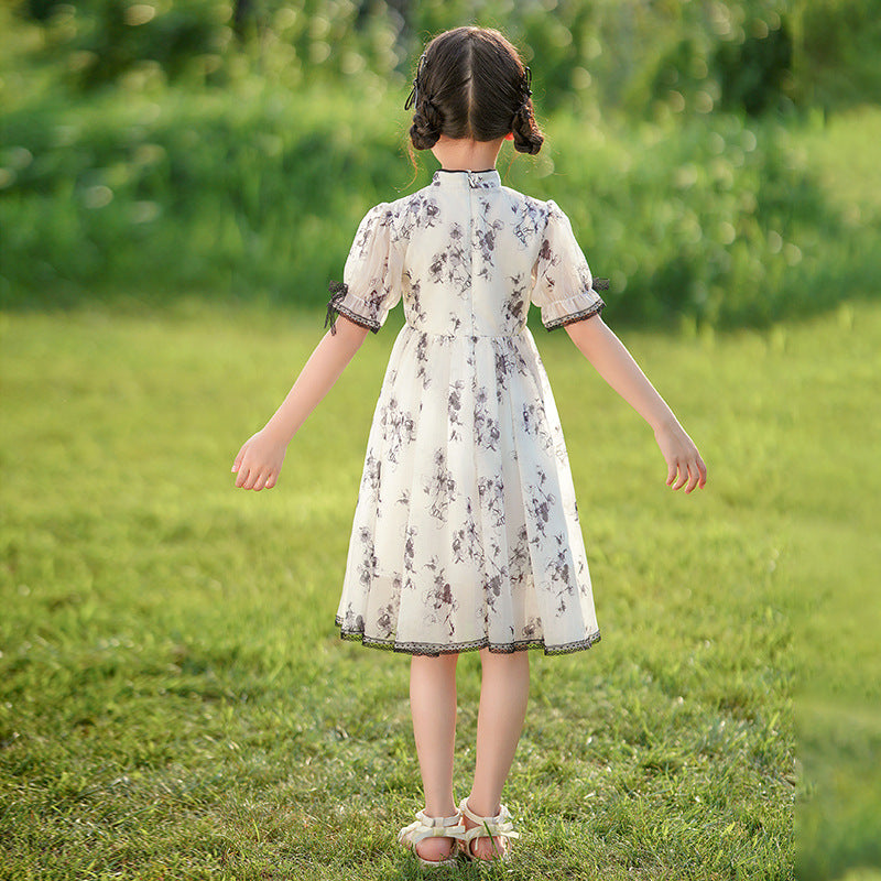 Girl chinese style jiangnan water town han dynasty cheongsam summer new product little girl chinese ancient style super fairy cheongsam skirt