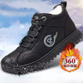 Men's winter warm cotton shoes - fleece lined, non-slip, casual high-top cotton shoes for men, elderly cotton shoes, men's leather cotton shoes for seniors