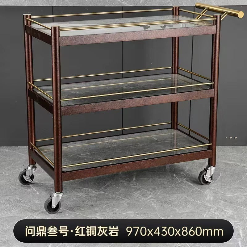 Stainless steel three-tier serving cart - hotel food delivery & dish collection handcart - detachable commercial serving cart
