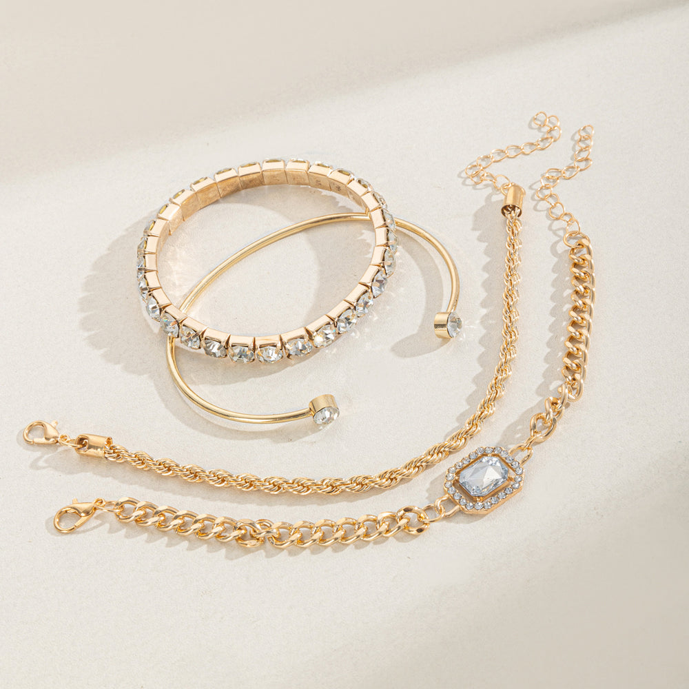 Wholesale alloy bracelets: new european and american cross-border jewelry for women - statement, irregular, versatile, accessible luxury, niche design, diamond-accented bangles