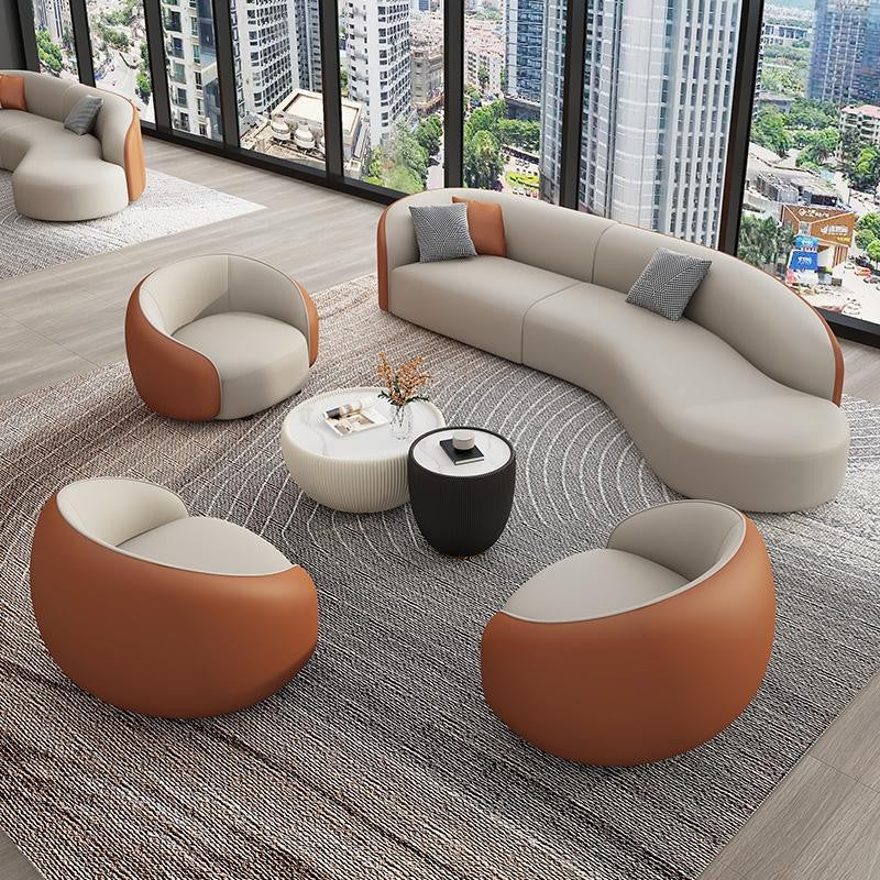 Minimalist hotel lobby, grand hall, vip lounge, reception area, sales & negotiation lounge, living room curved leather sofa