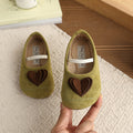 Vancahao korean children's shoes  spring and autumn new girls' suede heart princess shoes soft sole mary jane flats