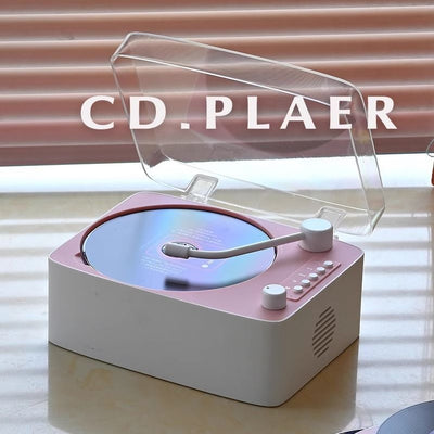 Retro cd player bluetooth speaker combo - listen to albums, music, cds, and discs - portable rechargeable audio system