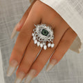 Wholesale vintage rings: european & american cross-border jewelry - devil's eye, luxury, niche, statement pearl open ring accessories