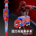 Kids' spider-man inertia pull-back car projector watch - luminous electronic watch gift for preschool and elementary school students