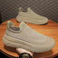 Men's summer breathable mesh casual sneakers, slip-on soft sole black flat sock shoes, trendy footwear